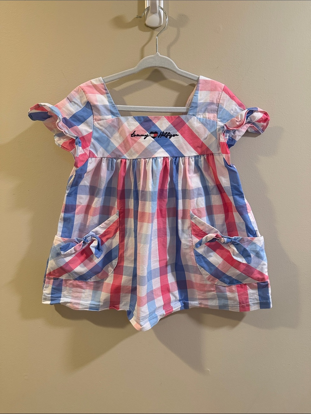 Tommy Hilfiger Pink Blue Plaid Girls' Square-Neck Tunic